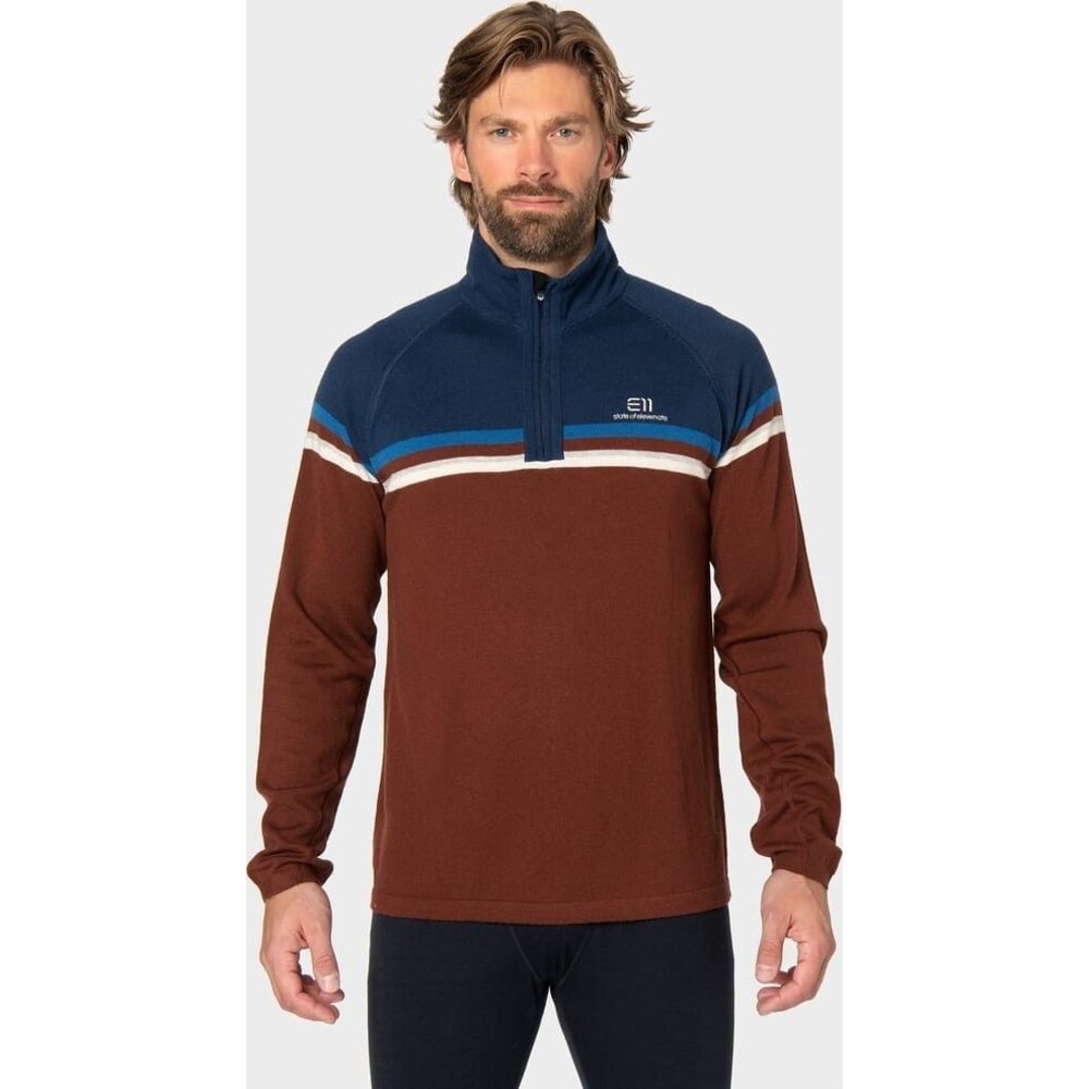 Elevenate Smart Merino 1/2 Zip Sweater Mens L Nordic Stripe 100% Merino Wool Ski
